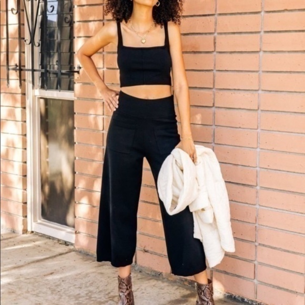 NWT Amuse Society Mission Sweater Pant Wide Leg High Rise Size M